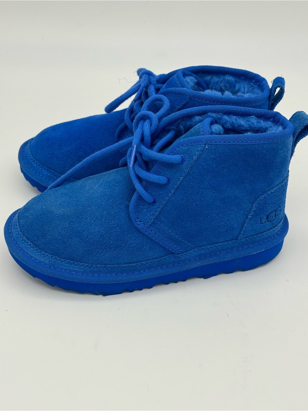 UGG Kids SIZE 1 Neumel II winter boys boots Blue Suede Lace Up shearling warm